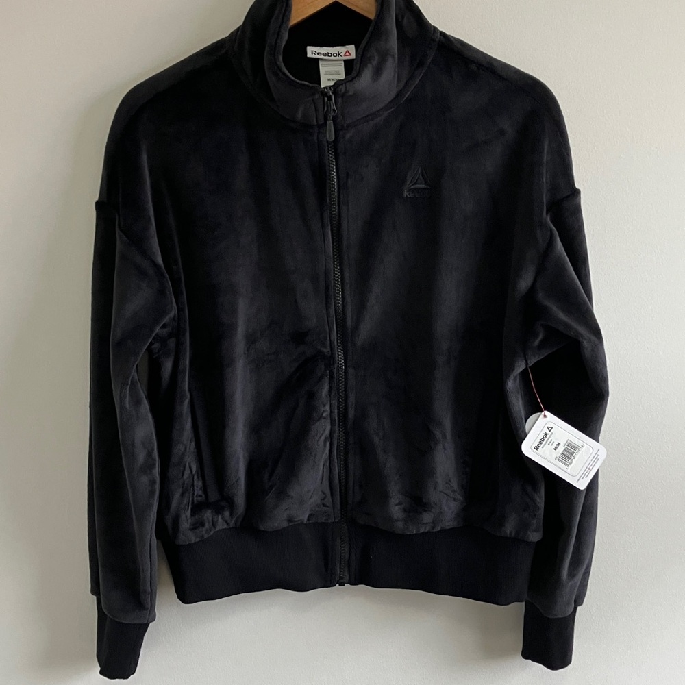 NWT Reebok velour oversized full zip jacket sweatshirt size medium soft - Picture 3 of 8